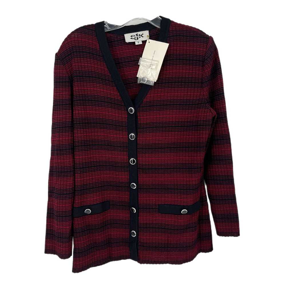 St. John Black Red Jacket Button Coatigan Mid-Length | Womens 8